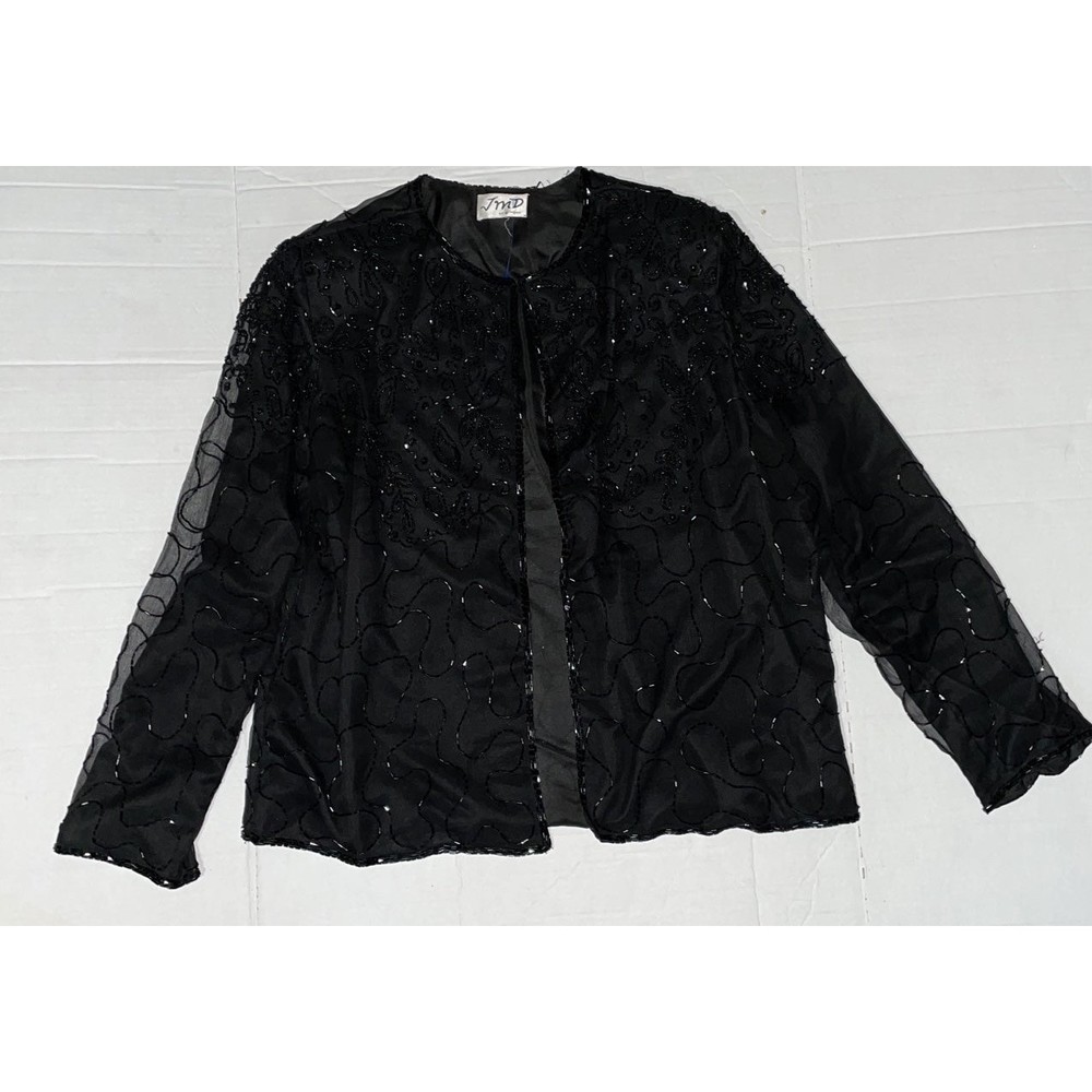 JMD black sequins bead evening formal jacket M/L